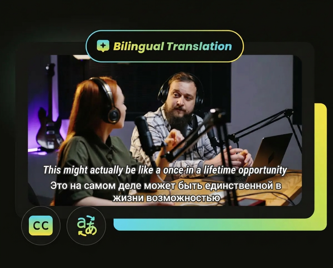 Translate video sutitle and choose bilingual subtitles display mode.